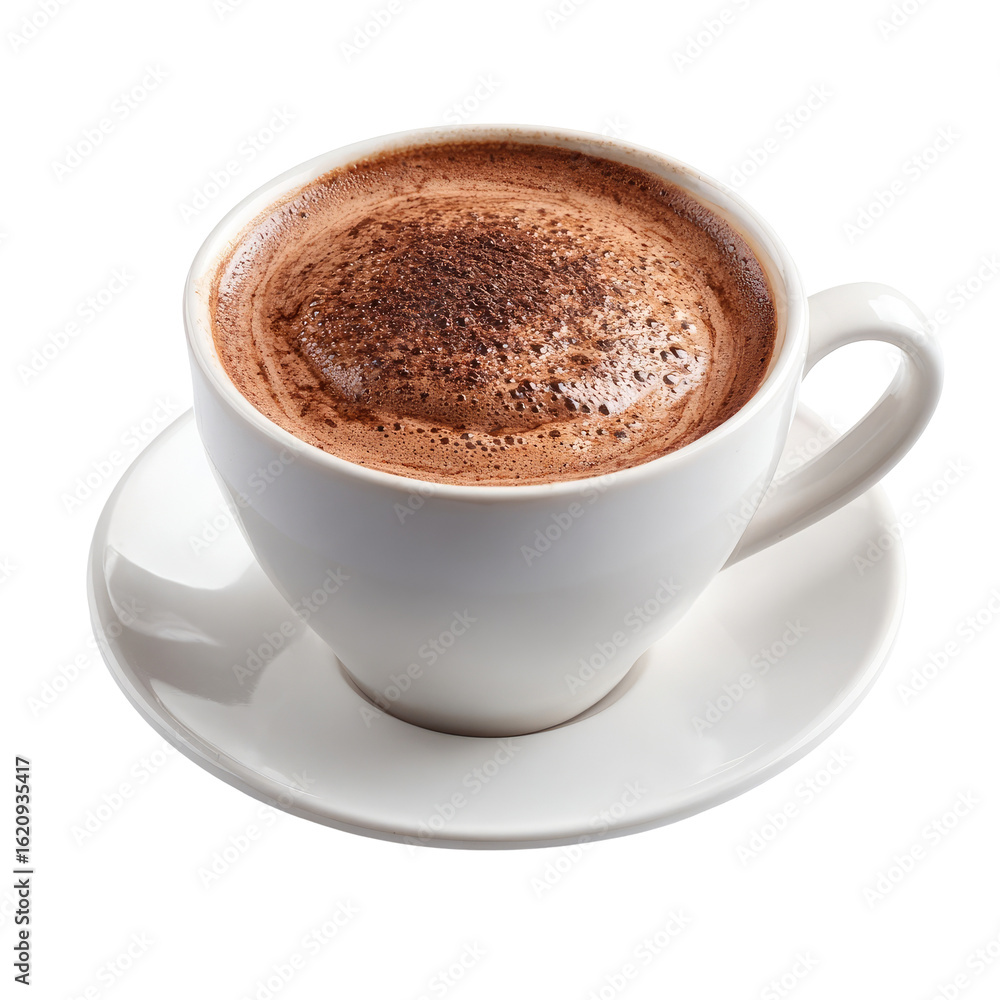A steaming cup of hot chocolate in a white ceramic mug A steaming cup of hot chocolate in a white ceramic mug