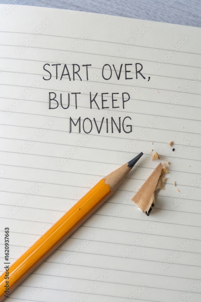 Fototapeta premium Motivational Quote on Notepad with Pencil and Shavings for Inspiration