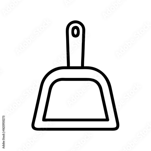 Find the best black outline dustpan vector image for cleaning and household chores online now today