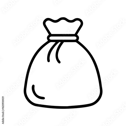 Outline money bag icon vector graphic, sack with money, wealth and savings concept illustration