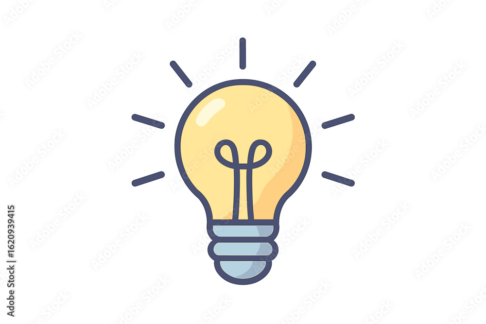 Bright and shining light bulb illuminating creativity and ideas in a minimalistic design Bright and shining light bulb illuminating creativity and ideas in a minimalistic design