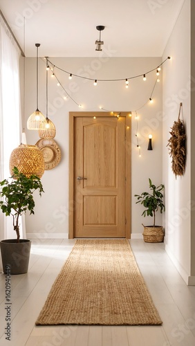 Light and airy hallway with warm decor