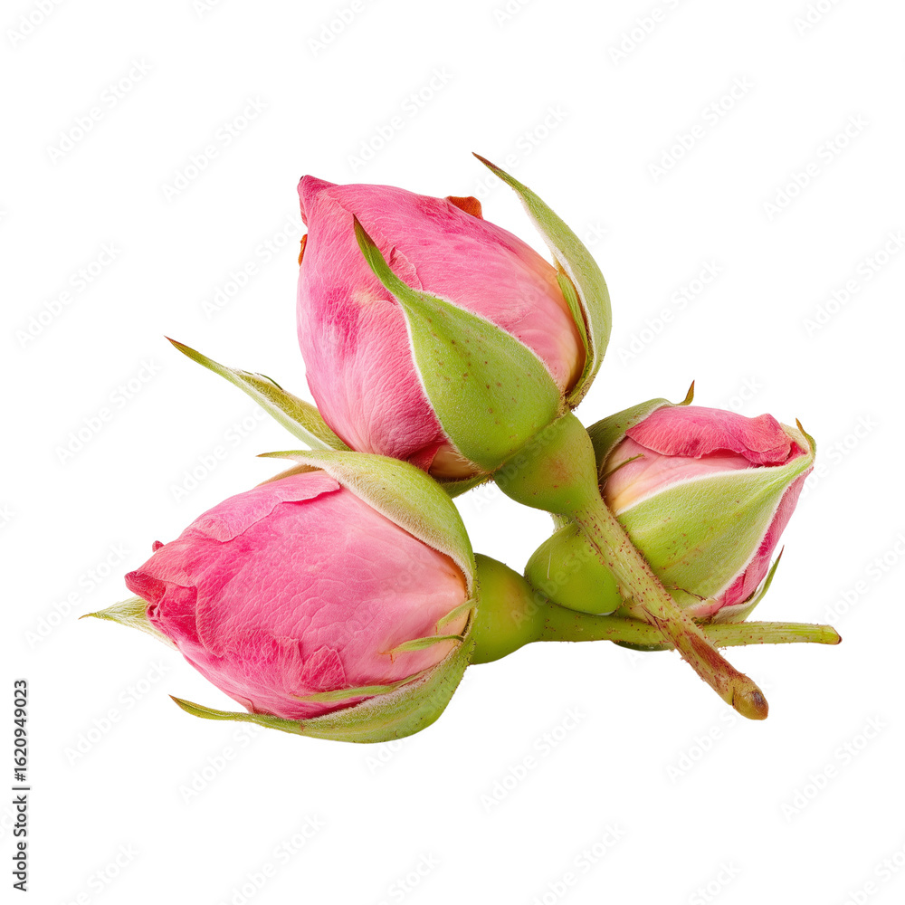 Fototapeta premium Dried pink rose buds isolated on white background