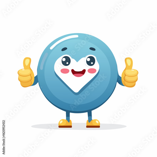 Friendly Cartoon Character: A charming cartoon character, a delightful embodiment of positivity and goodwill, joyfully extends a double thumbs-up, its cheerful expression radiating warmth and support.