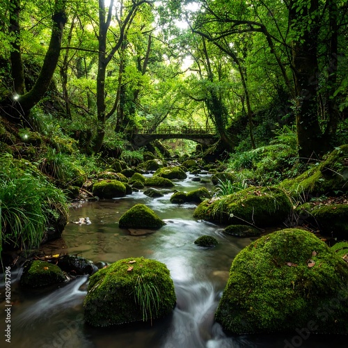 Lush forest stream