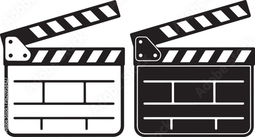 Film Board silhouette vector art icon illustration, Shapes Collection Isolated on White Background