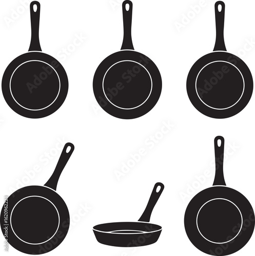 Pan silhouette vector art icon illustration, Shapes Collection Isolated on White Background