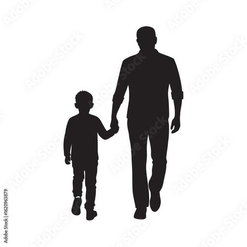 Father And Child Walking Away Silhouette