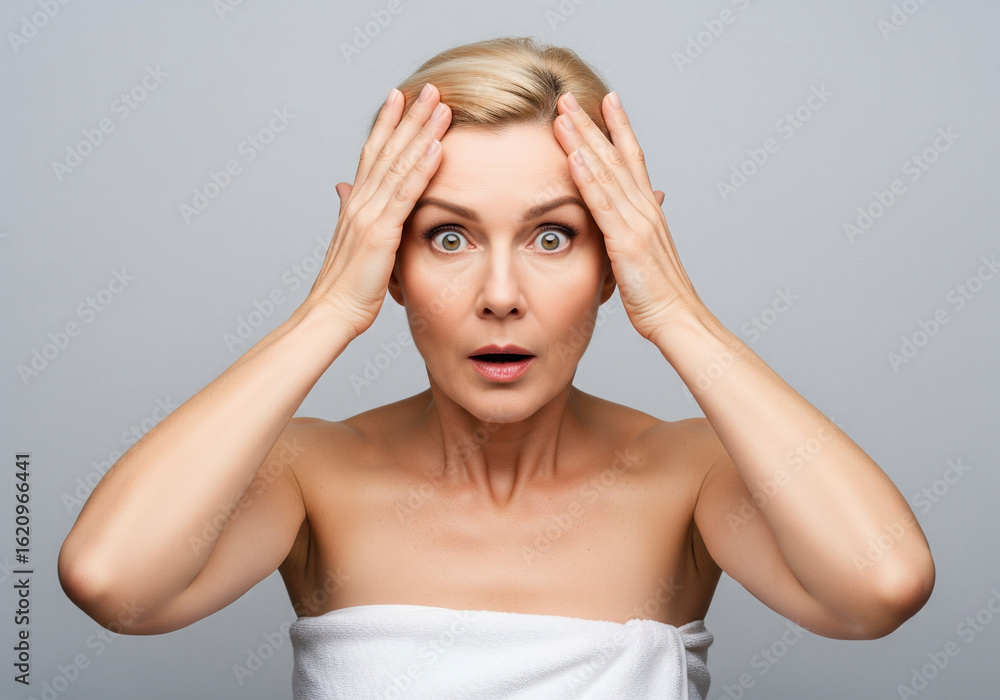 Surprised Mature Woman Holding Her Face Surprised Mature Woman Holding Her Face