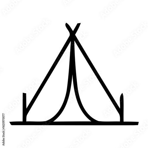 Simple tent silhouette for camping and outdoors