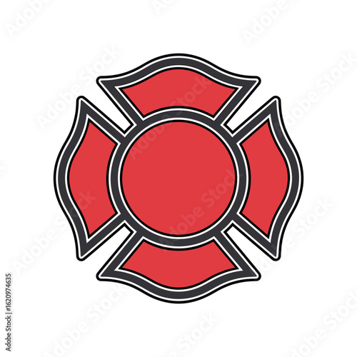 Firefighter Maltese Cross Vector Illustration for Fire Department Emblem or Fire Safety Awareness Campaign Design Projects