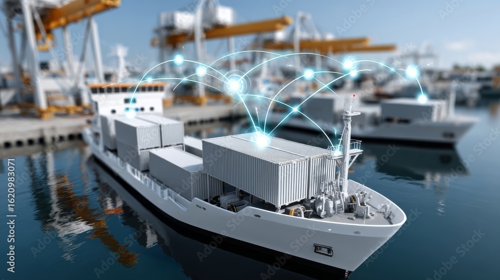 Fototapeta premium Revolutionizing freight port infrastructure with virtual technologies a comprehensive analysis of innovations location and future perspectives