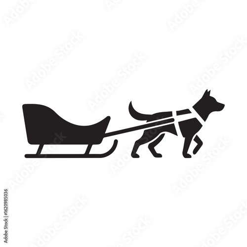 Dog Cart Silhouette Icon Vector