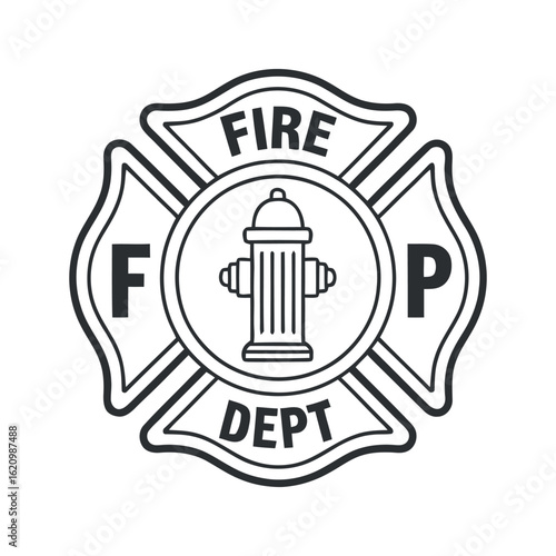 Emblematic Fire Department Insignia A Symbol of Bravery and Community Service with a Classic Maltese Cross Design and Hydrant Icon