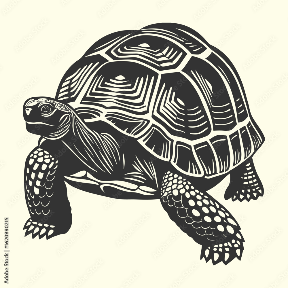 Fototapeta premium Vector illustration of a cute walking turtle with a shell isolated on a white background