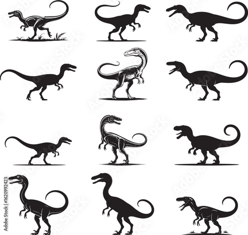 Silhouette Collection of Dinosaurs prehistoric ancient
