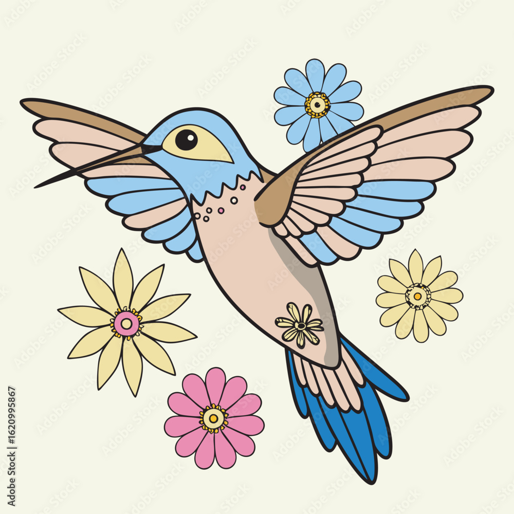 Naklejka premium Elegant Hummingbird in Flight