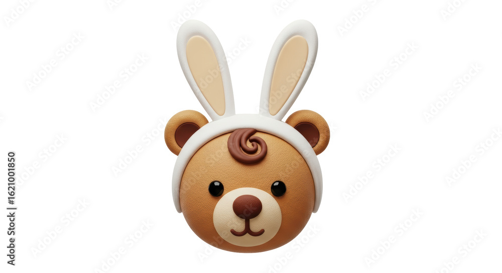 Fototapeta premium Isolated Easter Bear with Bunny Ears