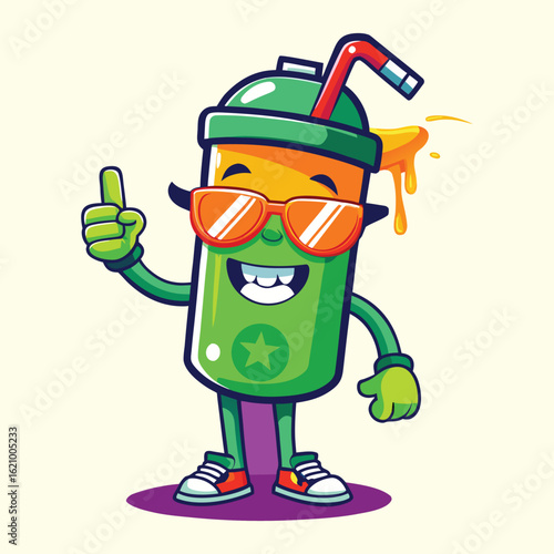 Vector illustration of a juice or slushie character for a modern beverage brand logo