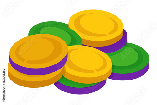 Mardi Gras Doubloon Coin Design in Festive Style