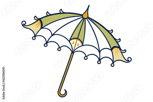 Decorative Umbrella Line Icon for Mardi Gras Parade