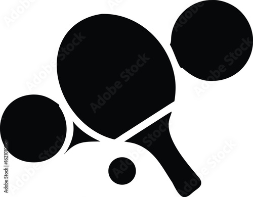 Table tennis racket and balls icon ping pong sport