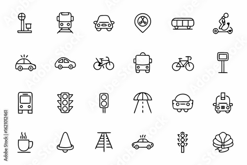 A future-forward icon pack highlighting clean and shared mobility options in green cities. Great for smart transport apps, policy documents, and eco campaigns