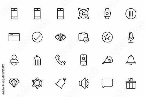 A modern line icon bundle addressing addiction to screens, apps, and online habits. Ideal for parental control tools, self-help apps, and digital detox campaigns