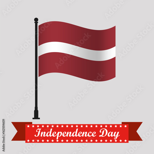 Flat Latvia Independence Day With Waving Flag
