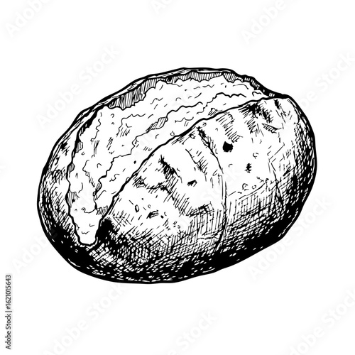 Vintage sketch of a baked potato in detailed illustration  