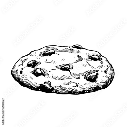 Vintage sketch of a chocolate chip cookie  