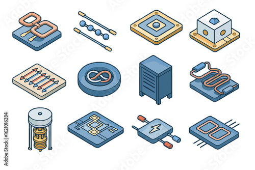 Icon quantum interfaces centers icons chips vector resonators ions trapped sensing annealers