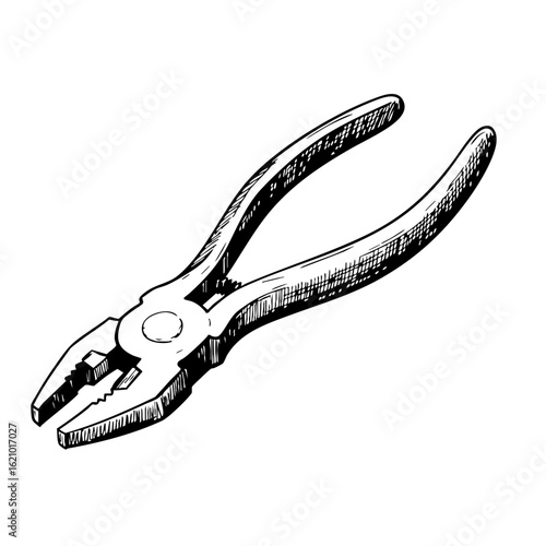 Vintage sketch of pliers in detailed illustration style  