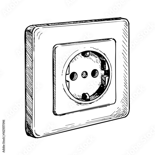 Vintage sketch of an electrical power socket   