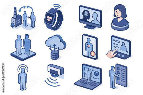 Twin status sync virtual icons panel interface assistant icon overlay user signal