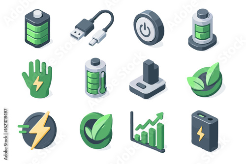 Icon gloves flow energy haptic vector battery charging power cable saving dock