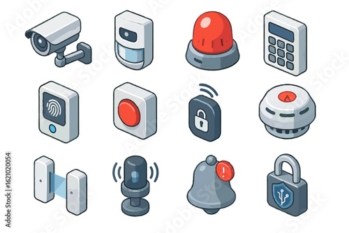 Notification biometric sensor security surveillance scanner access icon detection icons robot vector