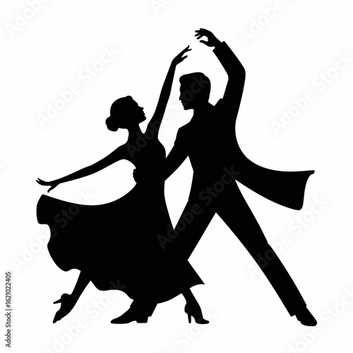Elegant Dance Silhouette of Couple in Motion