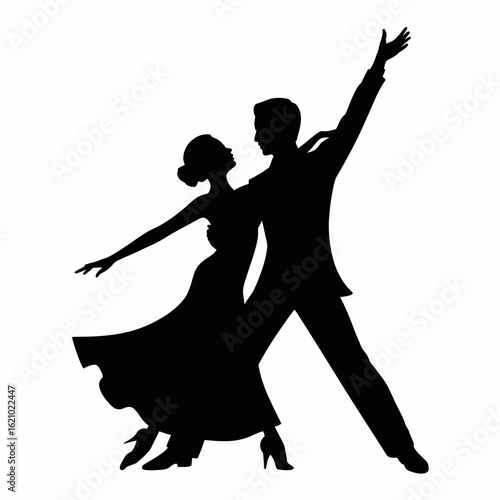 Elegant Dance Silhouette of Couple in Motion