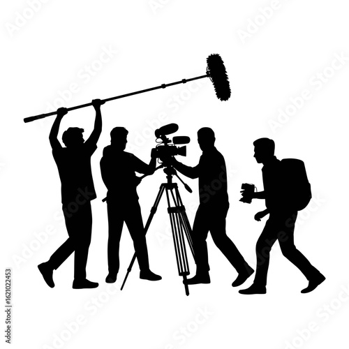 Filmmaking Crew Silhouette in Action
