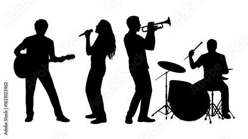 Silhouette of Musicians Performing in Concert