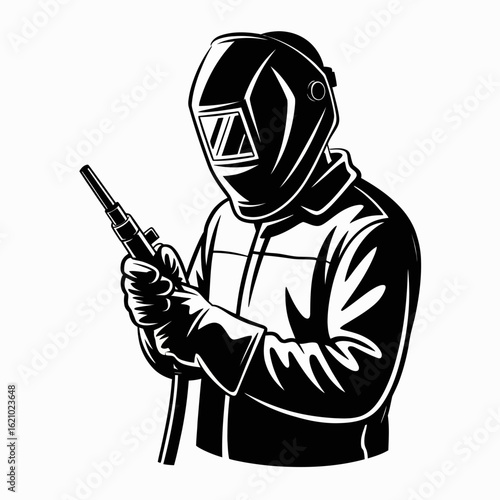 Welding Worker in Protective Gear Illustration