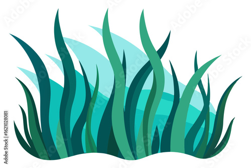 Wavy Neptune Grass Line Drawing for Sea Floor Scene