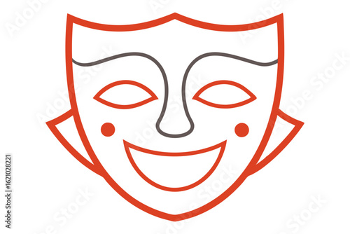 Minimal Theatre Mask Icon Vector Art