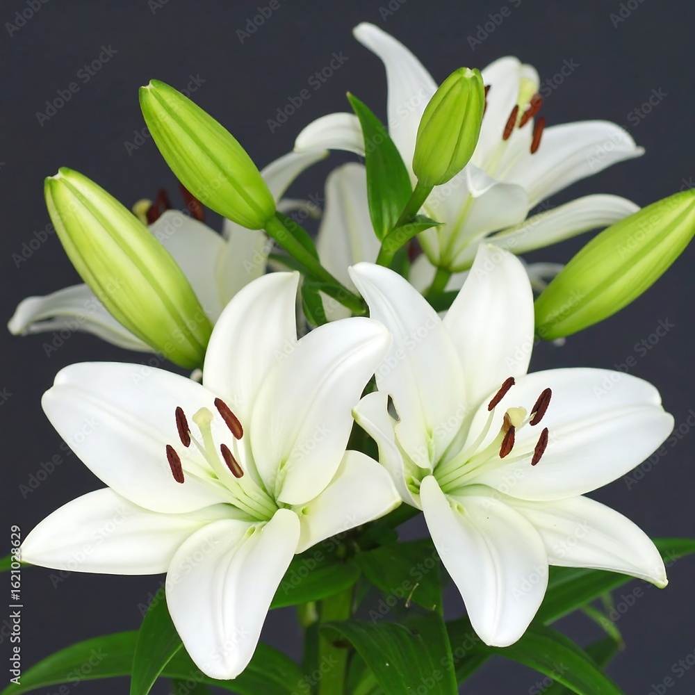 Fototapeta premium Close-up of pristine white lilies