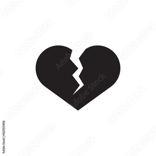 black broken heart icon. broken heart icon on white background. vector illustrator. eps10