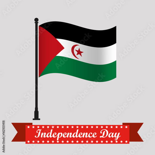 Flat Western Sahara Independence Day With Waving Flag