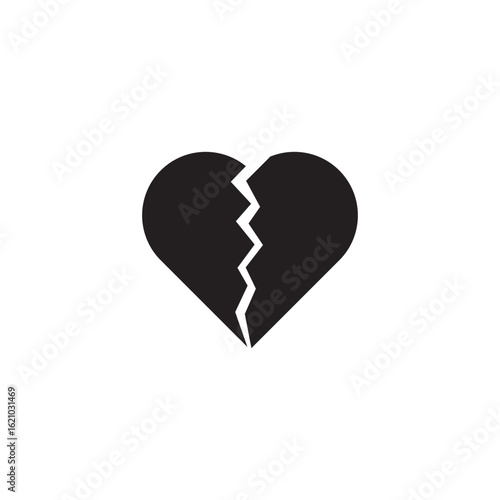 black broken heart icon . black heartbreak symbol on white background. vector illustrator.