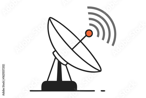 Communication Satellite Dish with Wave Transmission Vector