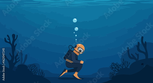 Underwater Solitude A Diver's Reflective Moment In the Deep Ocean